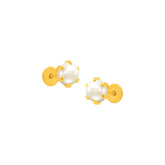 22k Yellow Gold Pearl Stud Earrings with Pearl with gold weight of 0.842g